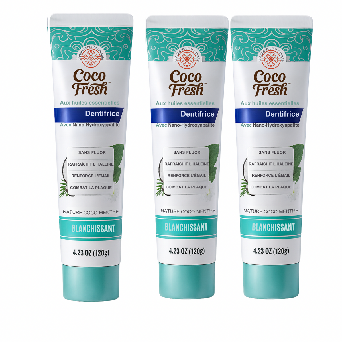 Lot de 3 dentifrices CocoFresh