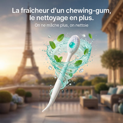 La mini brosse à dents sans rinçage à emporter